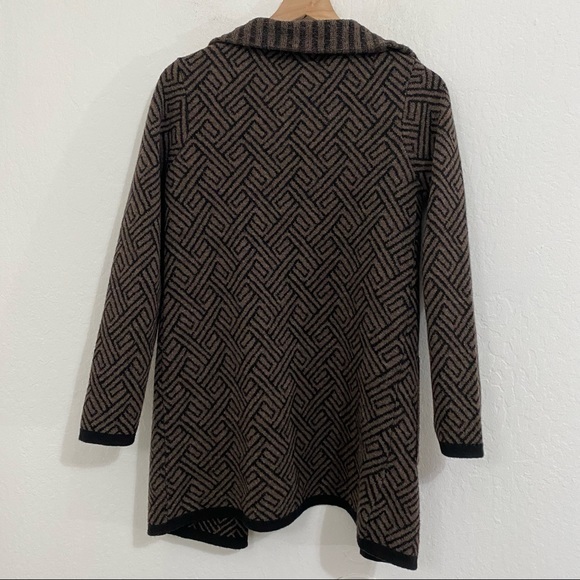 Chiaramente Women’s S Wool Knit Geo Print Mock Neck Buckle Cardigan Sweater - Picture 9 of 9